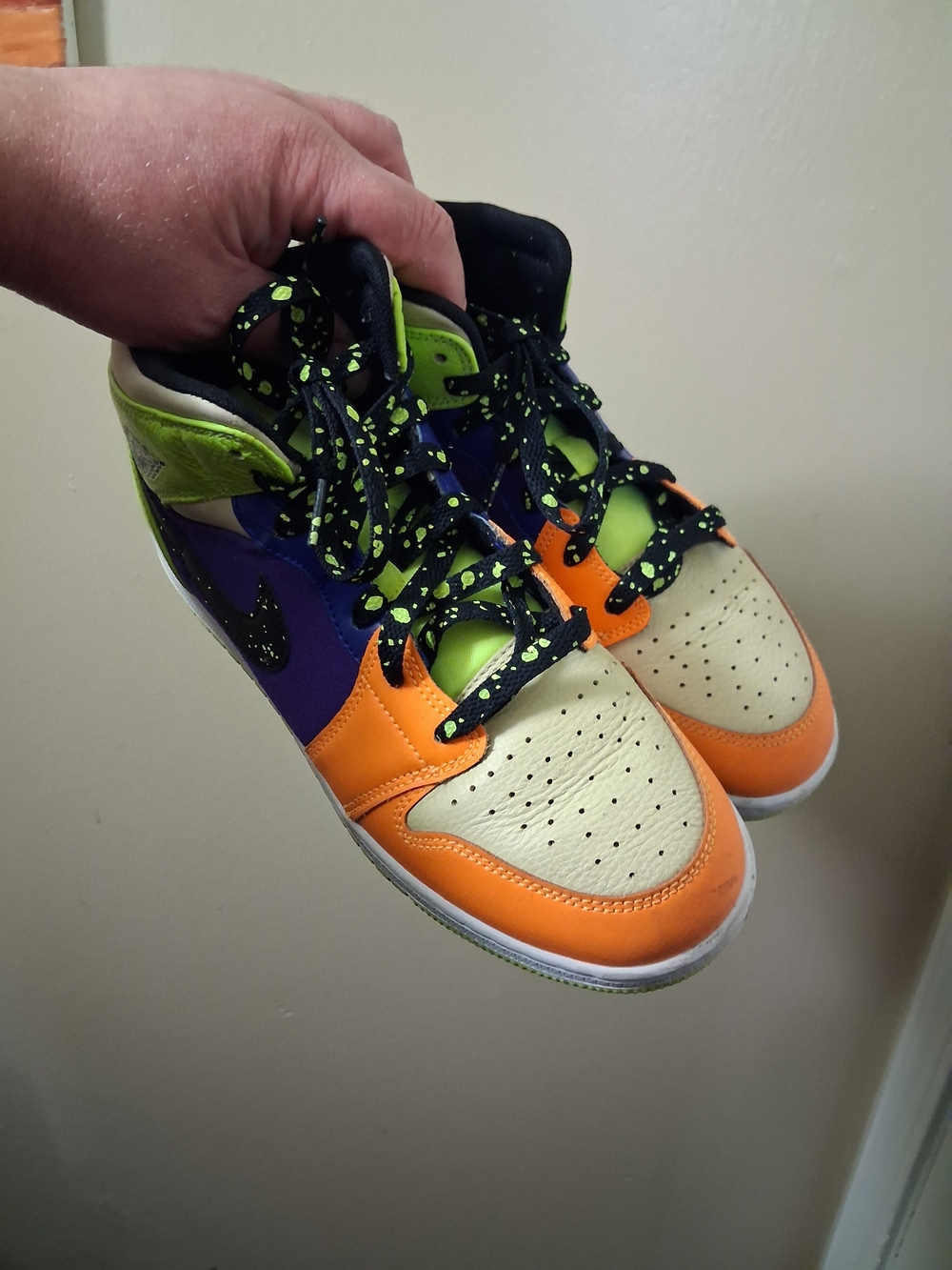 Jordan Kids High-Top Sneakers in Orange, Purple, Lime & Black
